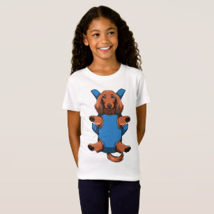 Puppy Long Haired Dachshund Carrier T-shirt Kids