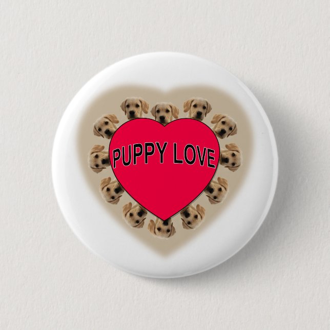 Puppy Love 6 Cm Round Badge (Front)