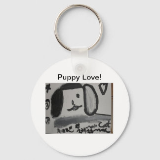 Puppy love art design peace key ring