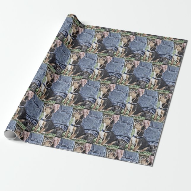 Puppy Love Beagle And Dad Digital Art Wrapping Paper (Unrolled)