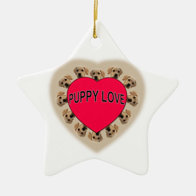 Puppy Love Ceramic Ornament (Front)