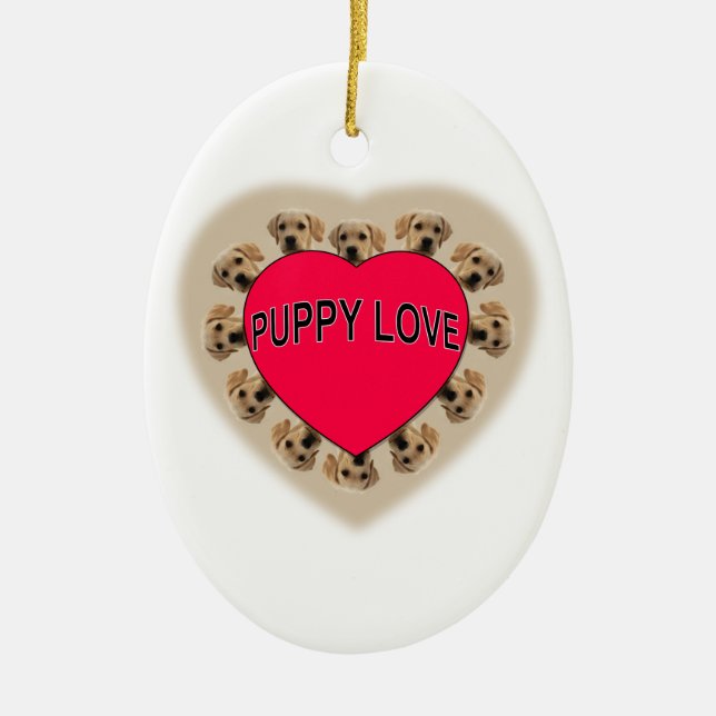 Puppy Love Ceramic Tree Decoration (Front)