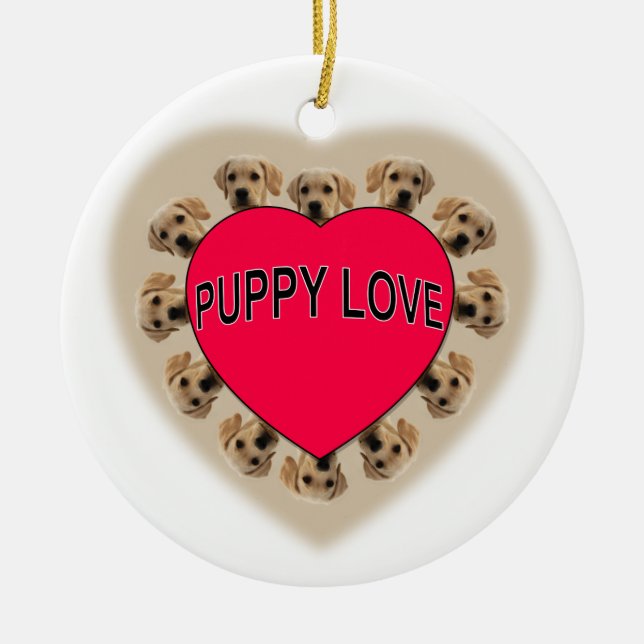 Puppy Love Ceramic Tree Decoration (Front)