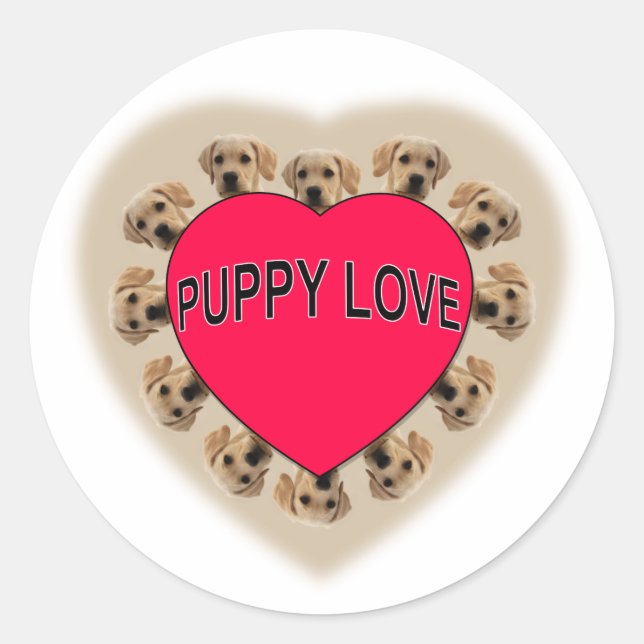 Puppy Love Classic Round Sticker (Front)