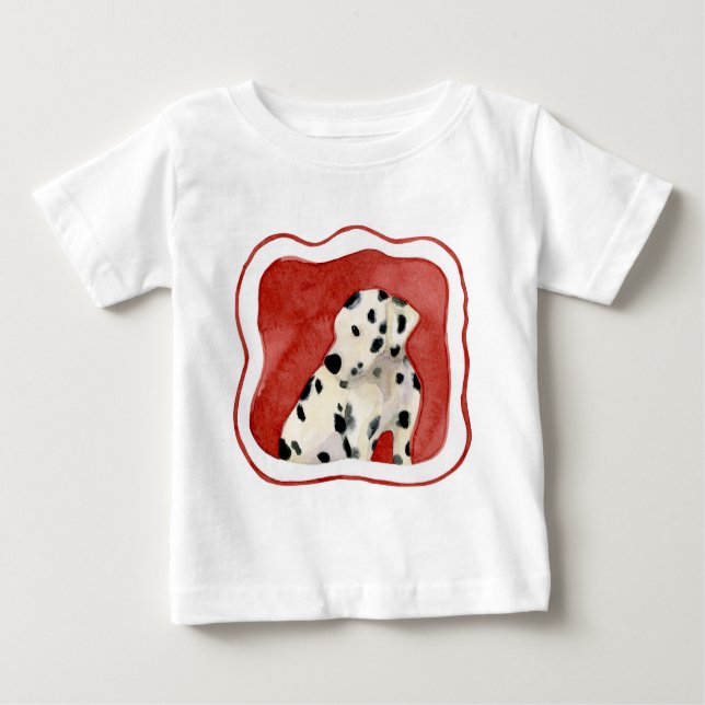 "Puppy Love," Dalmatian Puppy Art by Audrey Jeanne Baby T-Shirt (Front)