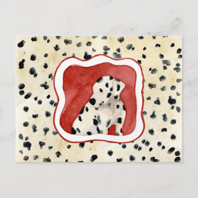 "Puppy Love," Dalmatian Puppy Art by Audrey Jeanne Postcard (Front)