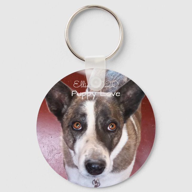 Puppy Love dog face your photo great gift Key Ring (Front)