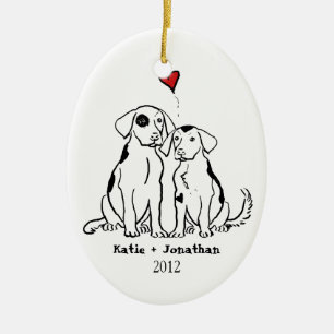 Puppy Love First Christmas Wedding Ornament