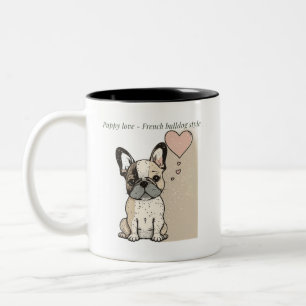 Puppy love - French bulldog style Two-Tone Coffee Mug