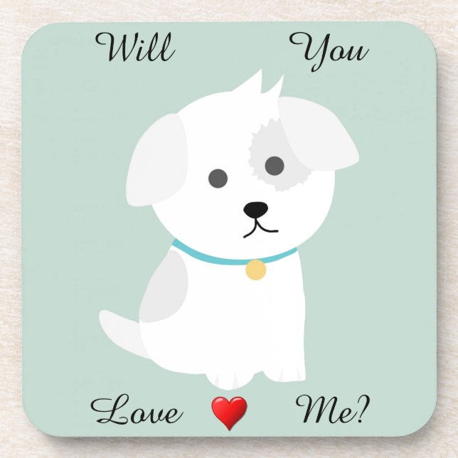 Puppy Love Hard Plastic Coaster (Front)