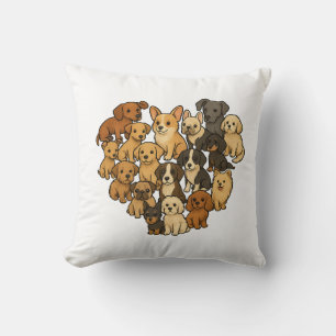 Puppy Love - Heart Made of Dogs Cushion