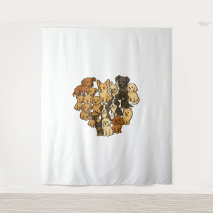 Puppy Love - Heart Made of Dogs Tapestry