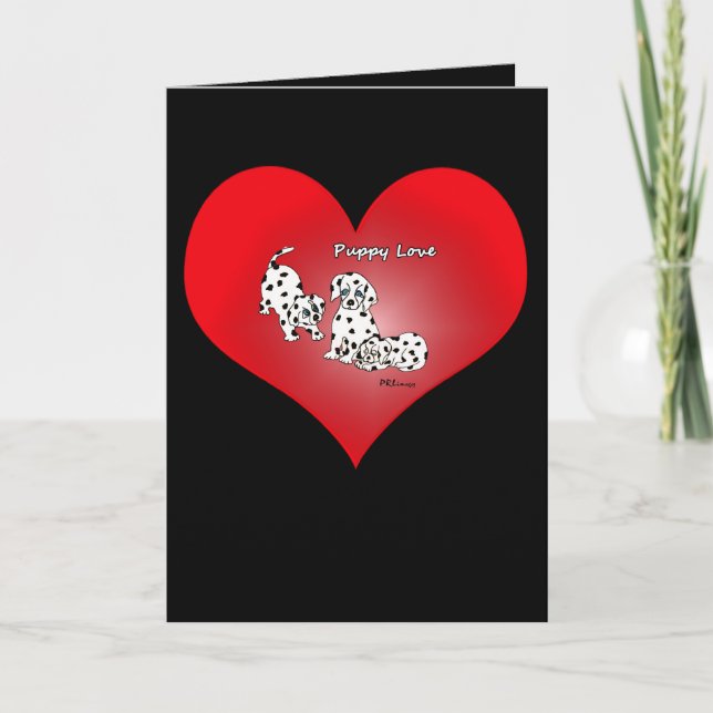Puppy Love Heart Valentine Card (Front)