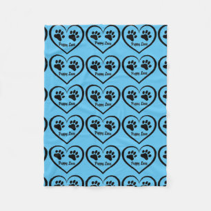 Puppy Love heart with paw prints Fleece Blanket