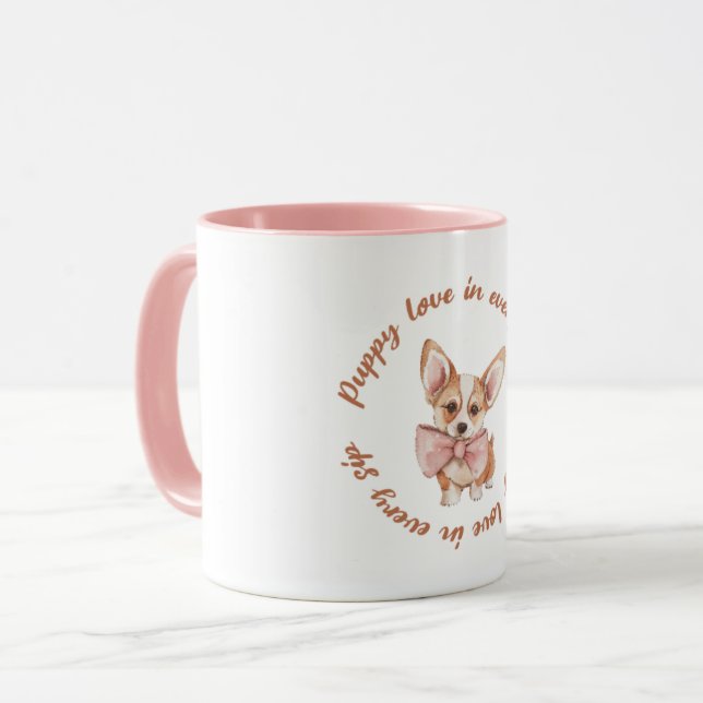 Puppy Love in Every Sip | Cute Dog Lover Mug (Front Left)
