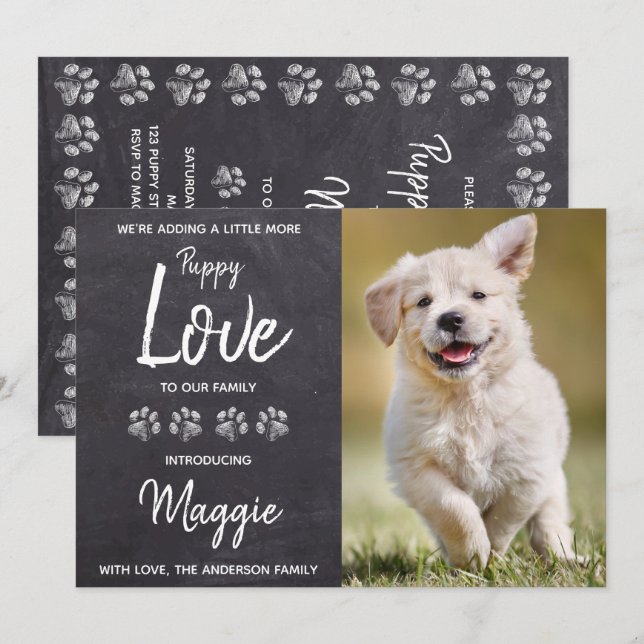 Puppy Love New Pet Dog Puppy Shower Invitation (Front/Back)