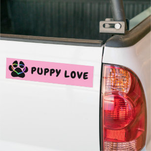 Puppy Love Rainbow Heart Bumper Sticker