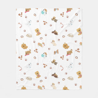 Puppy Love Seamless Pattern | Playful Dogs, Paw Pr Fleece Blanket