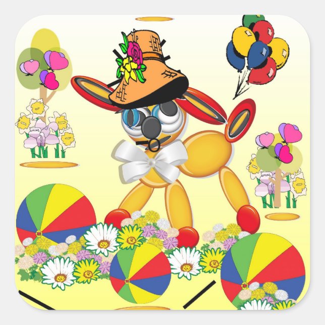 Puppy Love Square Sticker (Front)