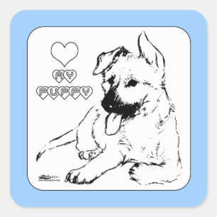 Puppy Love Square Sticker