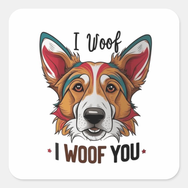 Puppy Love Vibes Square Sticker (Front)