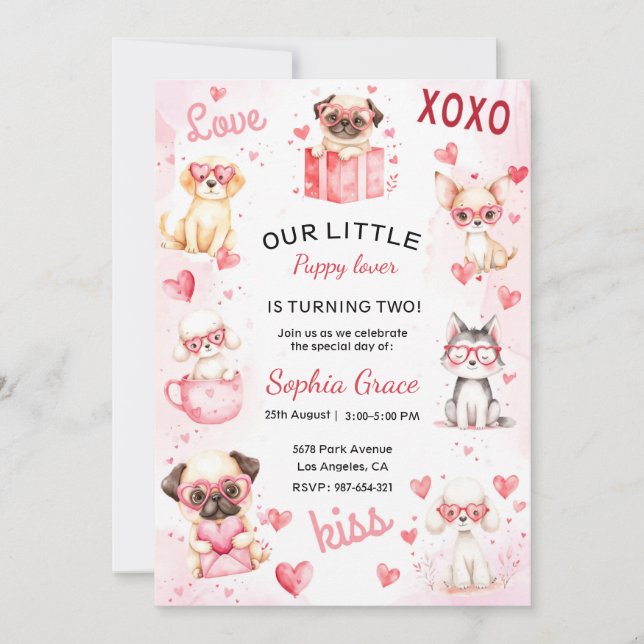 Puppy Lover Birthday Party Invitation for Kids (Front)