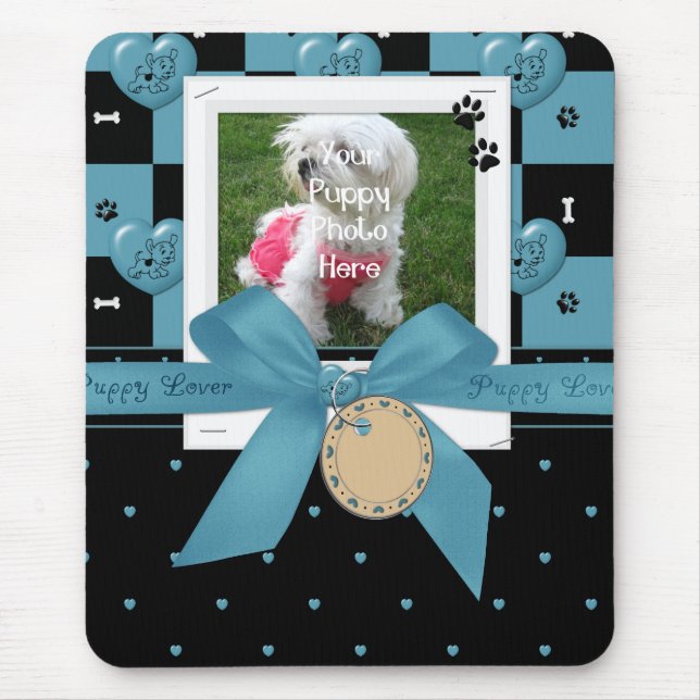 Puppy Lover BLUE Computer Mouse Pad (Front)