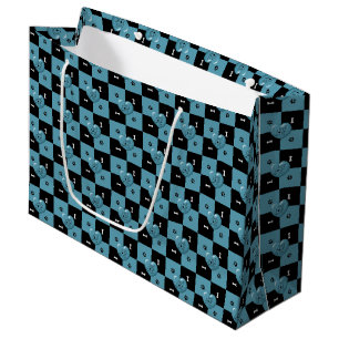 Puppy Lover Checks Blue 01-GIFT BAG L