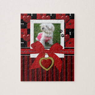 Puppy Lover RED Jigsaw Puzzle, Frame Jigsaw Puzzle