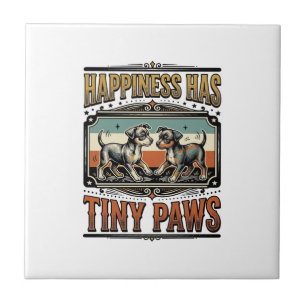 Puppy Lover Shirt Vintage Engraving Dog Humour Des Ceramic Tile