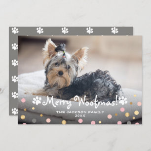 Puppy Merry Woofmas Pet Dog Paws Photo Holiday Card
