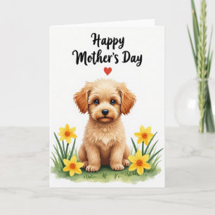 Puppy Mothers Day Floral Card