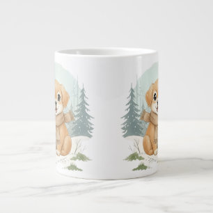 Puppy Mug, Watercolor Dog Gift, Cozy Animal Art, W Large Coffee Mug