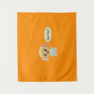 Puppy Orange  Tapestry
