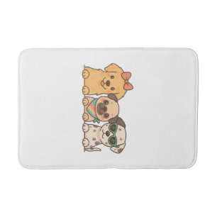 Puppy Pals � Cute Trio of Dogs in Pastel Style Bath Mat