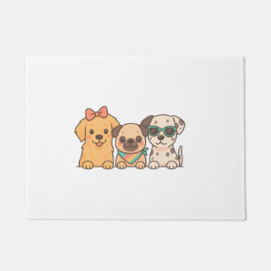 Puppy Pals � Cute Trio of Dogs in Pastel Style Doormat