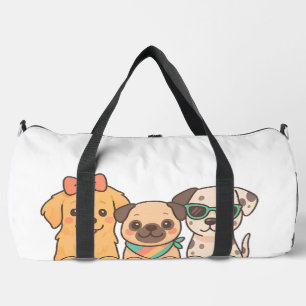 Puppy Pals � Cute Trio of Dogs in Pastel Style Duffle Bag