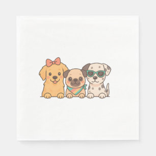 Puppy Pals � Cute Trio of Dogs in Pastel Style Napkin