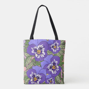 Puppy Pansies Tote Bag