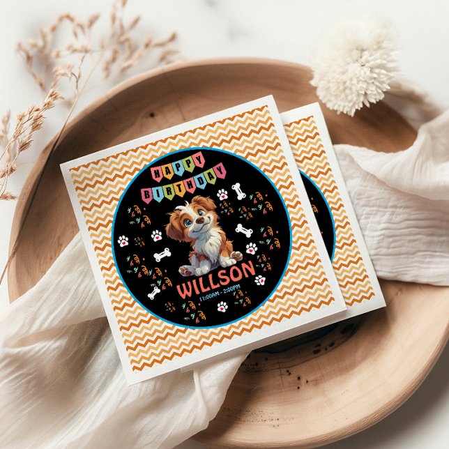 Puppy Party Birthday  | Cute Kids Dog Theme Napkin (Creator Uploaded)