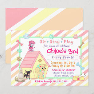 Puppy Party Birthday Invitation 5x7