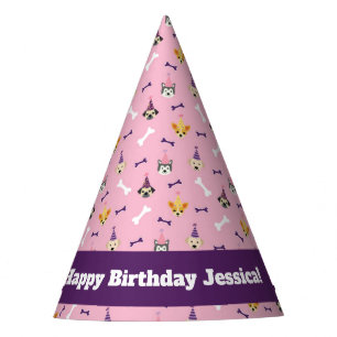 Puppy Party, Pink and Purple Dog Birthday Party Hat