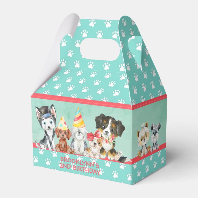 Puppy Party Thank you  Personalised Gable Favour B Box (Front Side)