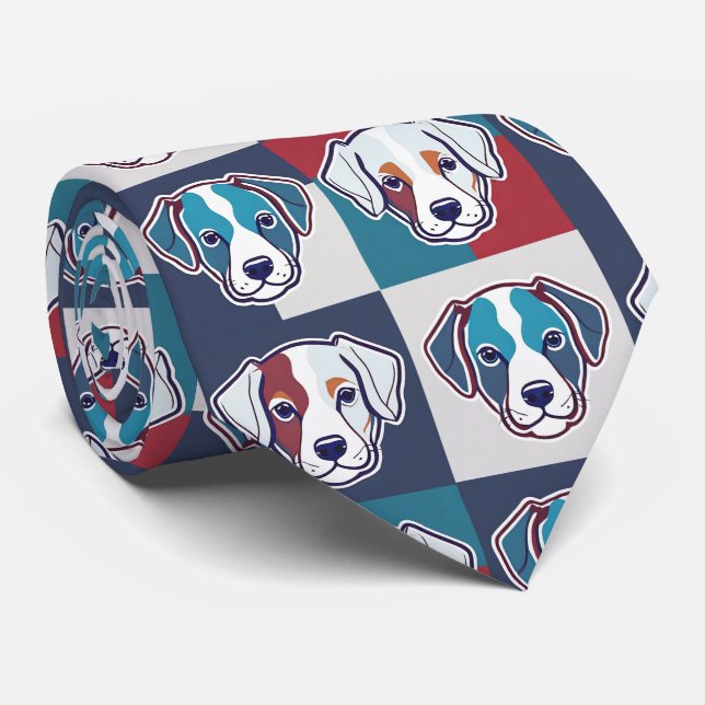 Puppy Pattern Neck Tie (Rolled)