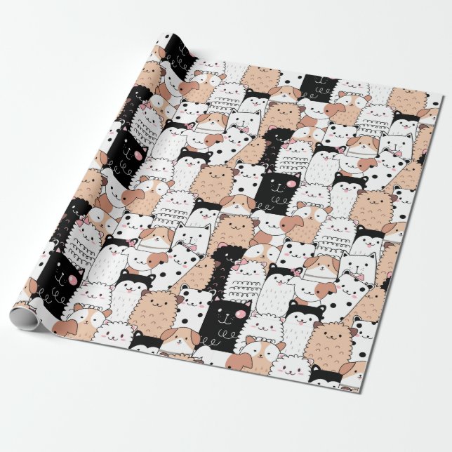 Puppy Pattern Wrapping Paper (Unrolled)