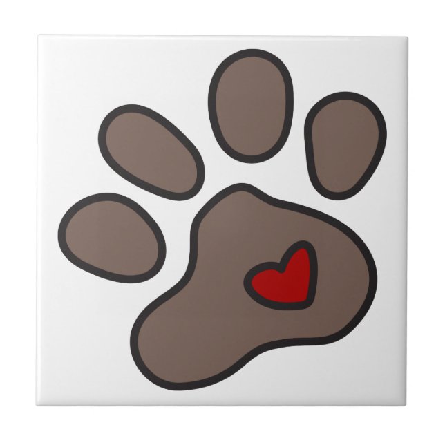 Puppy Paw Ceramic Tile (Front)