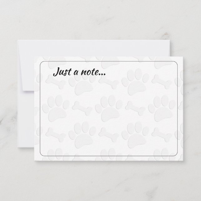 Puppy Paw Prints and Bones Custom Just a Note Card (Front)