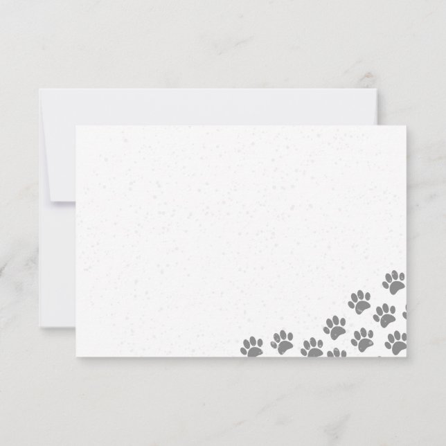 Puppy Paw Prints And Grey Paint Splatter Custom Card (Back)