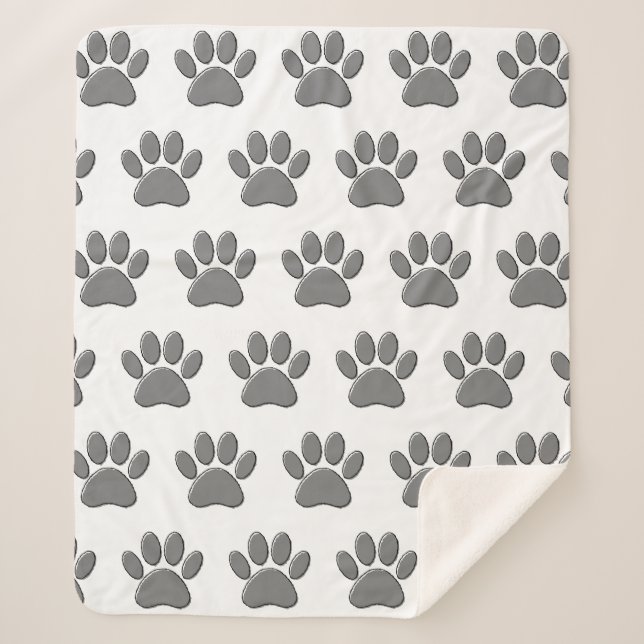 Puppy Paw Prints Sherpa Blanket (Front)