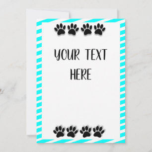 Puppy Paw Prints With Custom Text Card